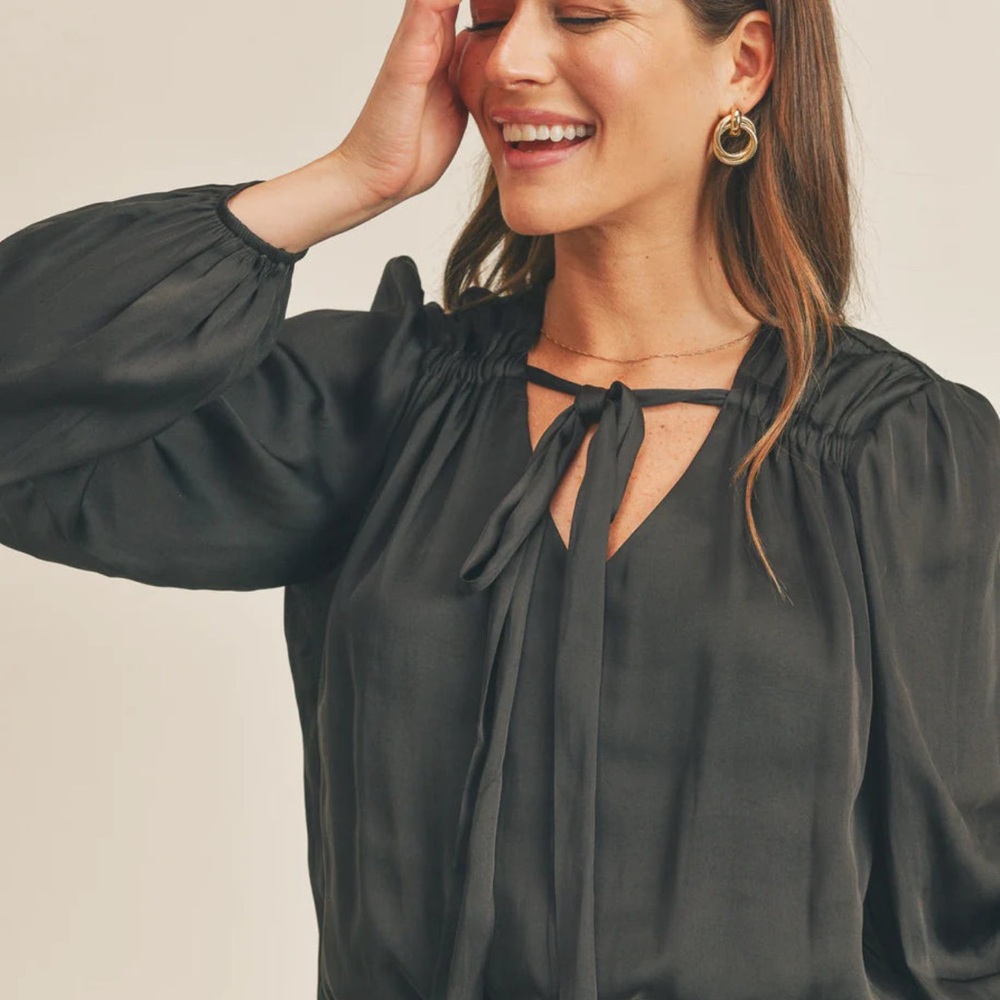 Long Sleeve Tie Top
